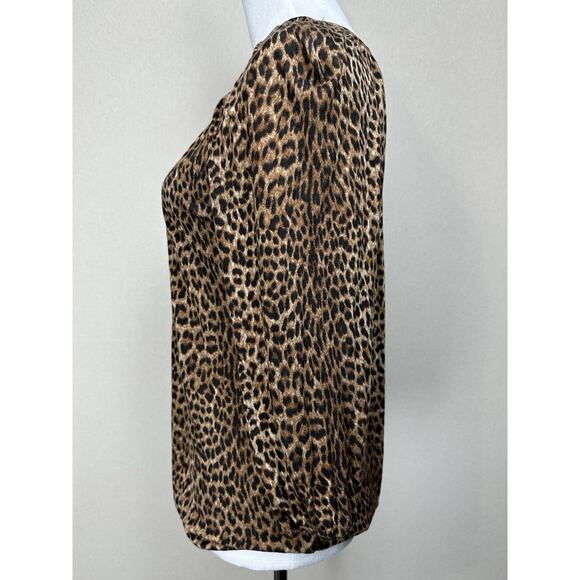 Michael Kors Women’s Cheetah Print Blouse Sz M Long Sleeve Lightweight - Picture 8 of 11